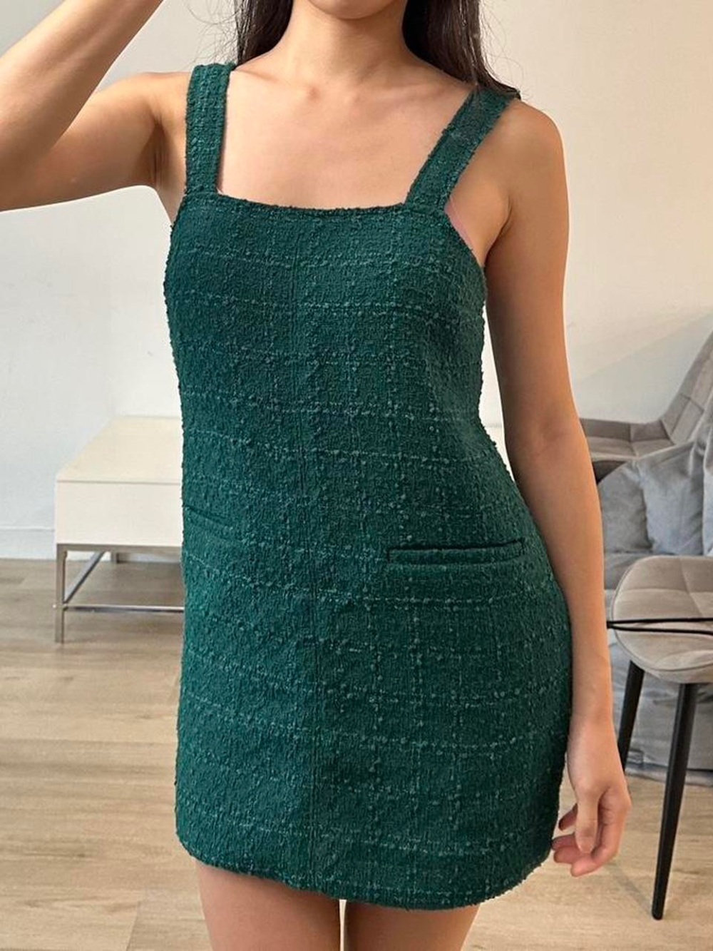Abercrombie & Fitch Emerald Green Tweed Mini Dress SP